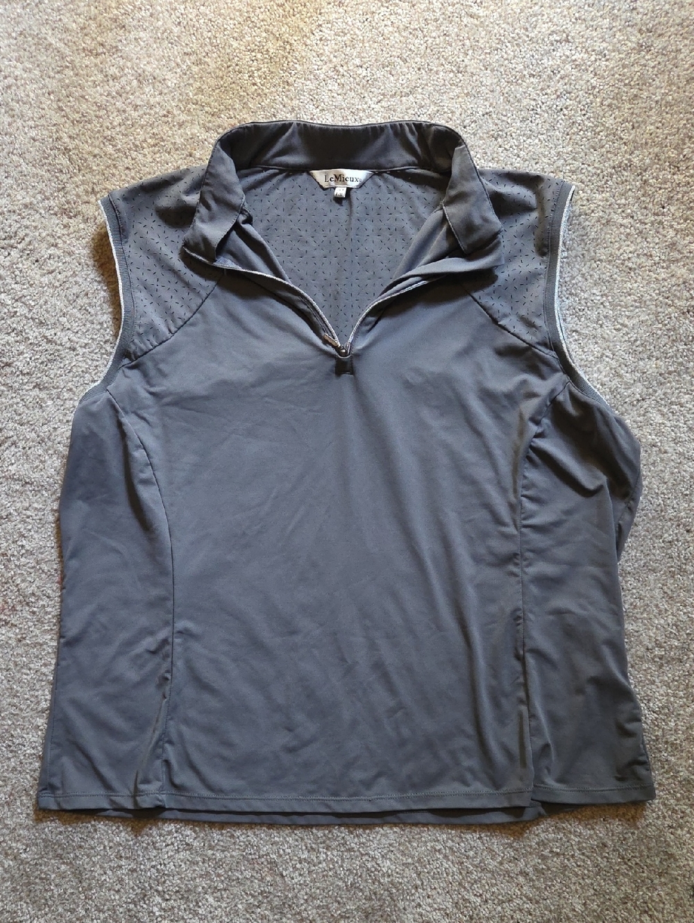 LeMieux Sleeveless Gray Performance Polo Riding Top